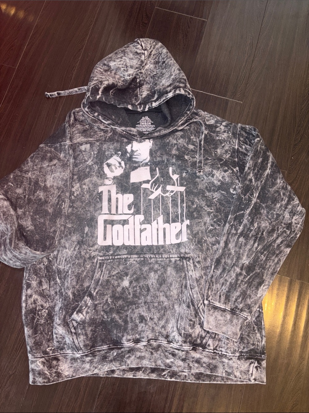 Godfather Graphic Acid-Wash Hoodie - Black & White Size XL
